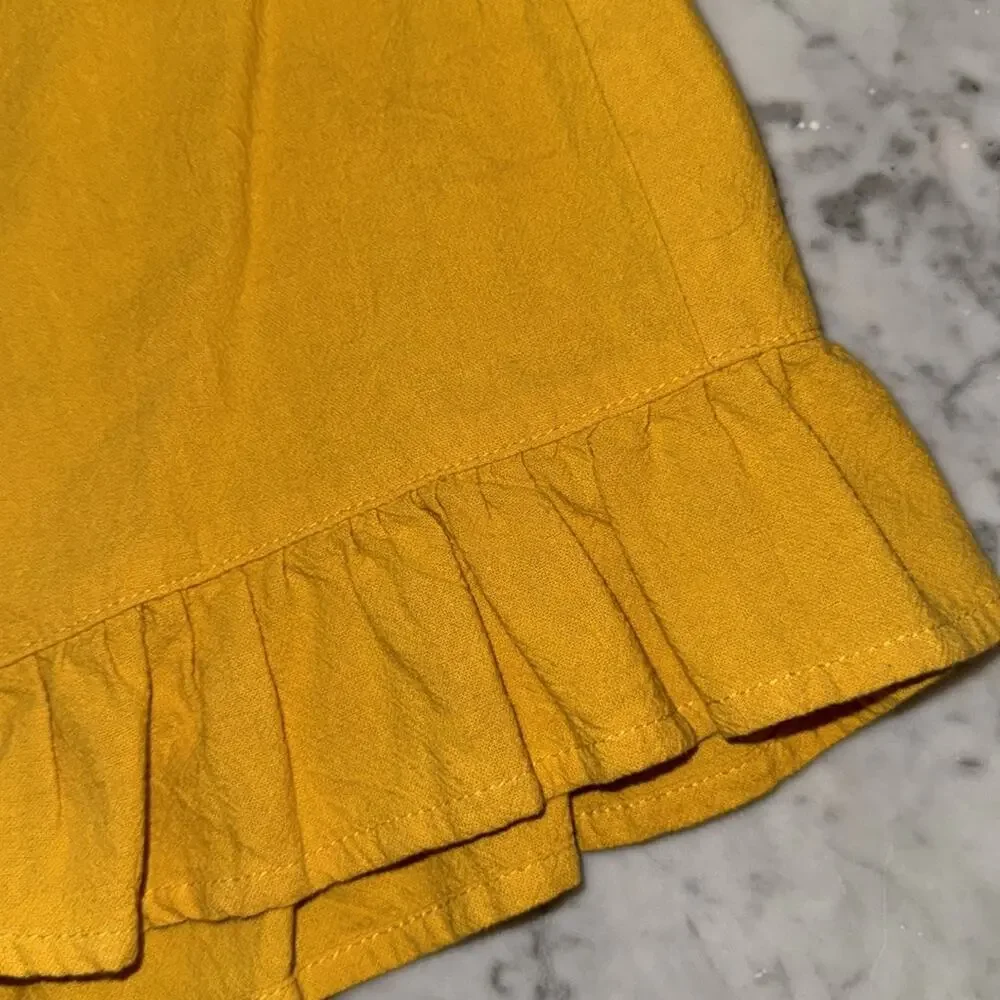 MinkPink Mustard Yellow Women's Camille Tie Front Frill Short Small
